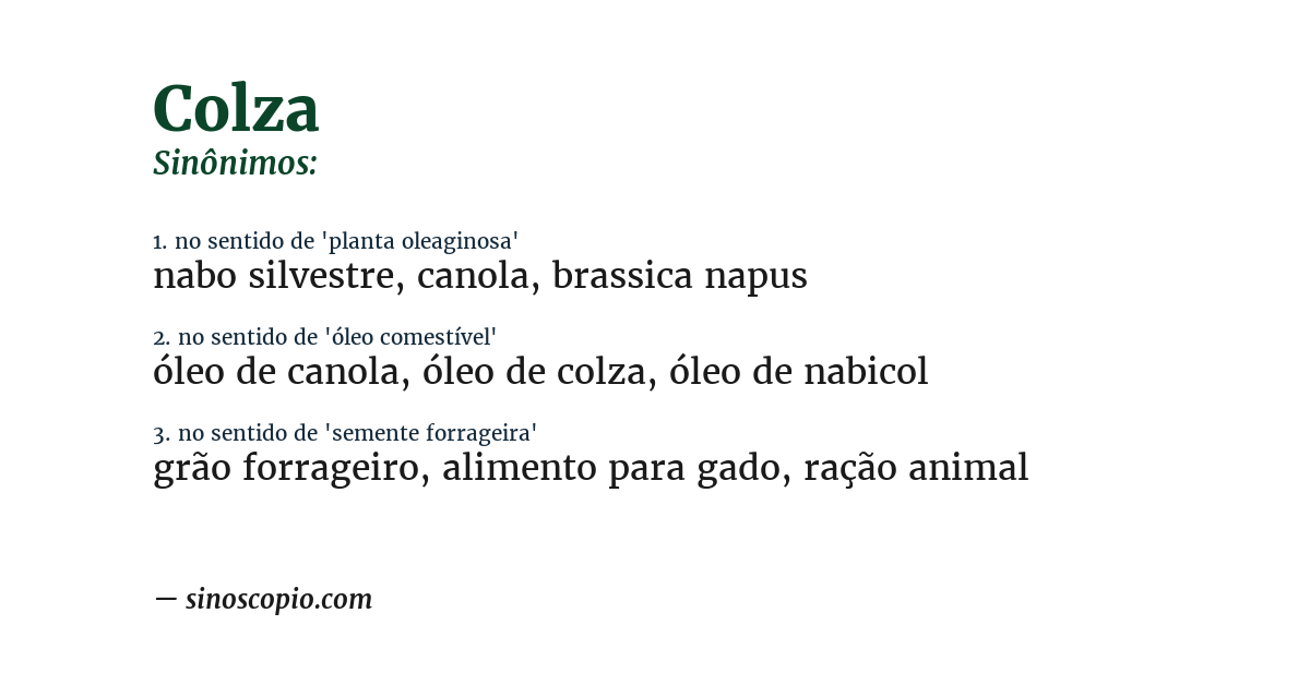 Sinônimo de colza