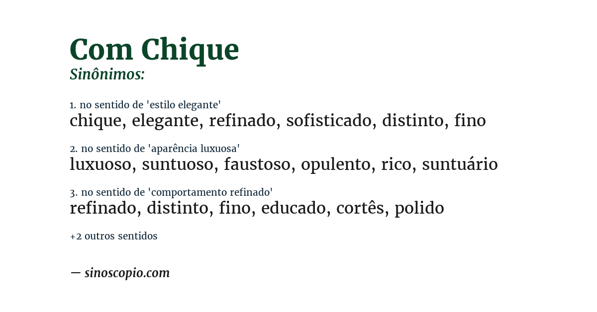 Sinônimo de com chique