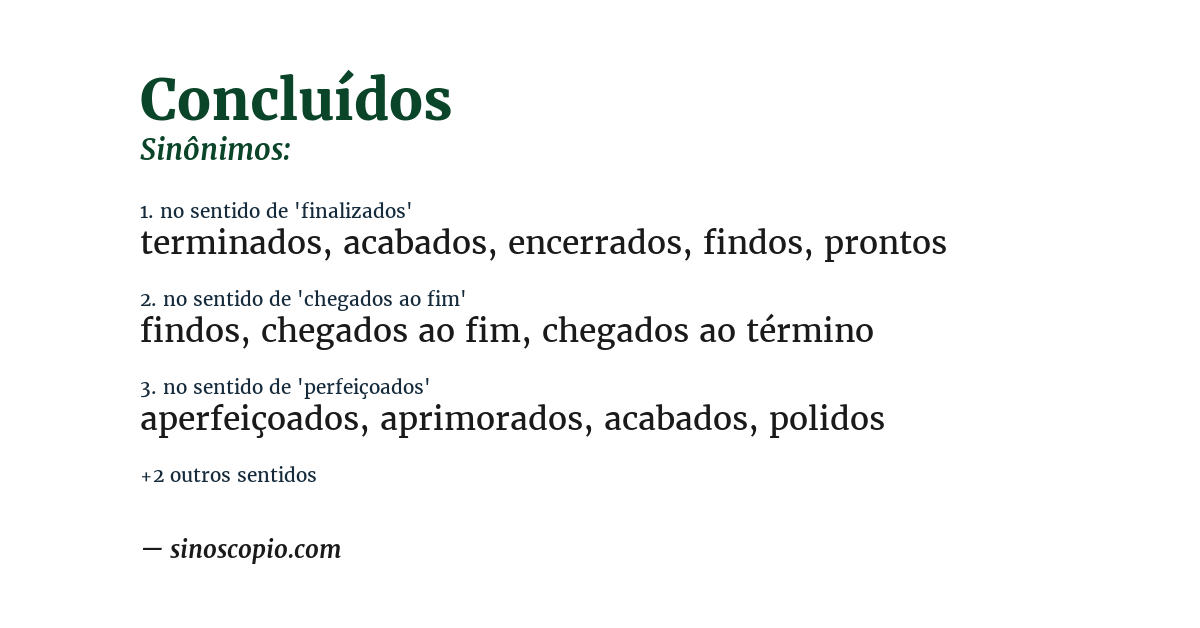 Sinônimo de concluídos