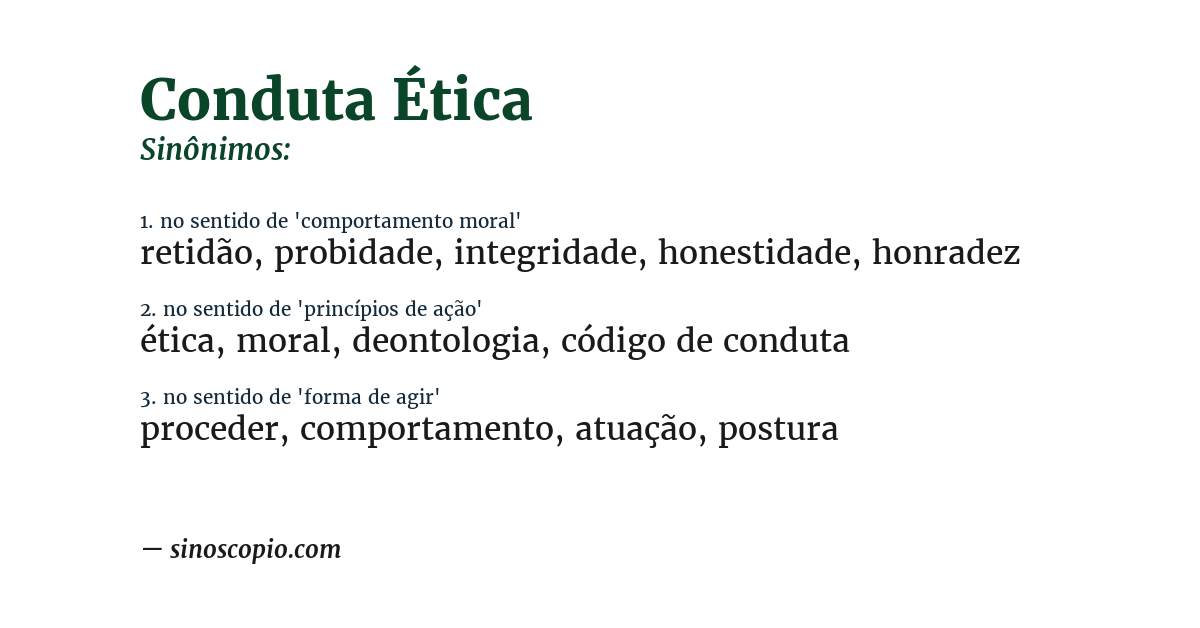 Sinônimo de conduta ética