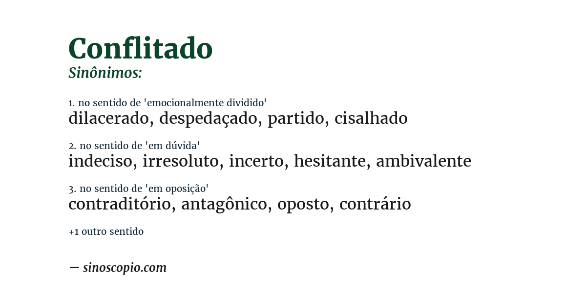 Sinônimo de conflitado