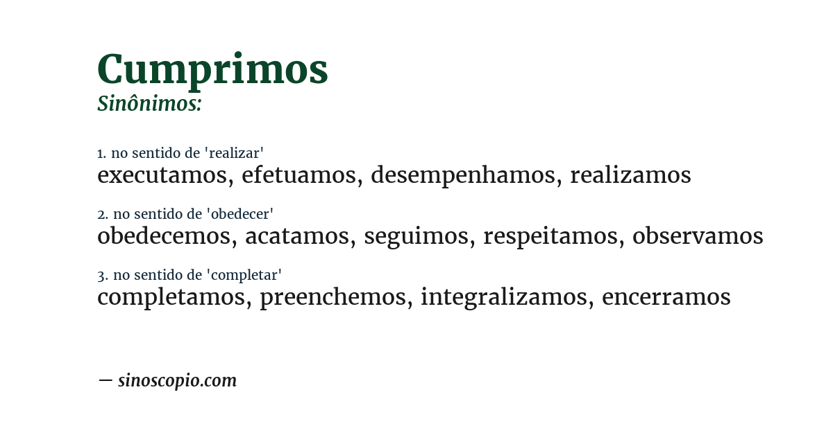 Sinônimo de cumprimos