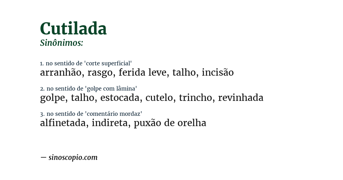 Sinônimo de cutilada