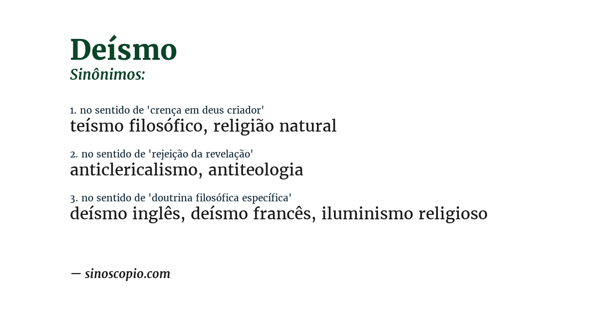 Sinônimo de deísmo