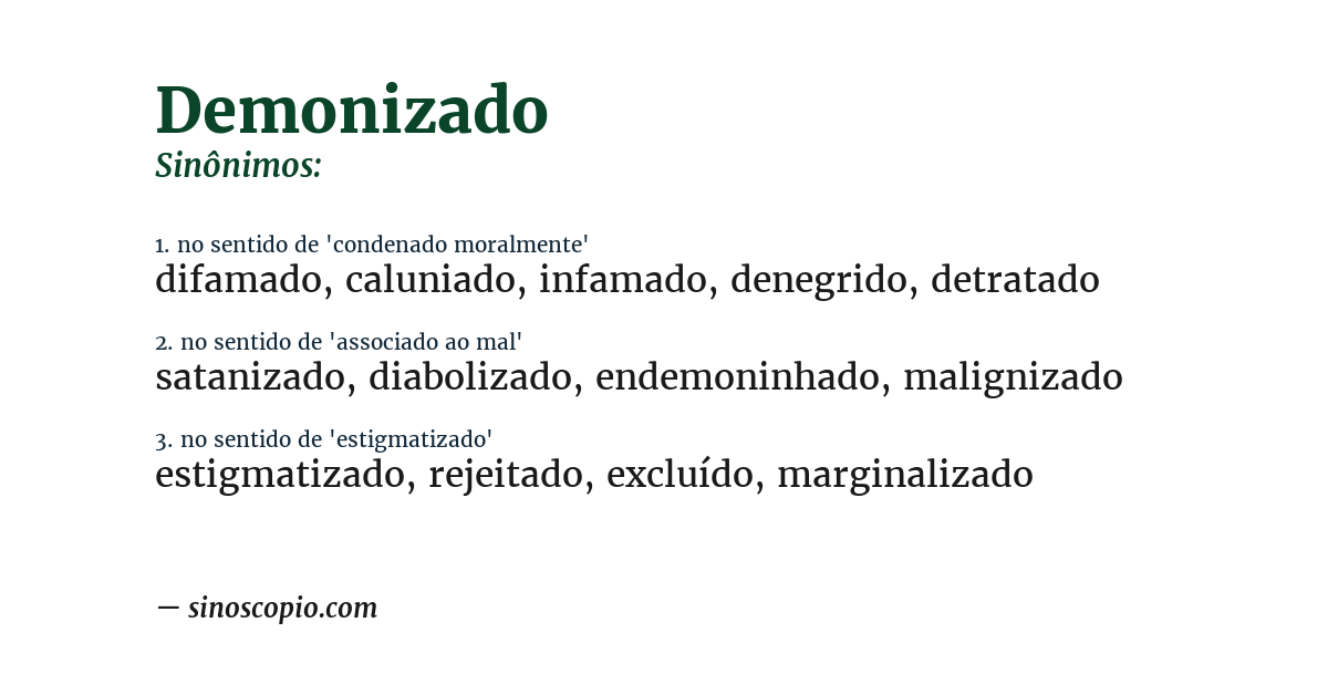 Sinônimo de demonizado