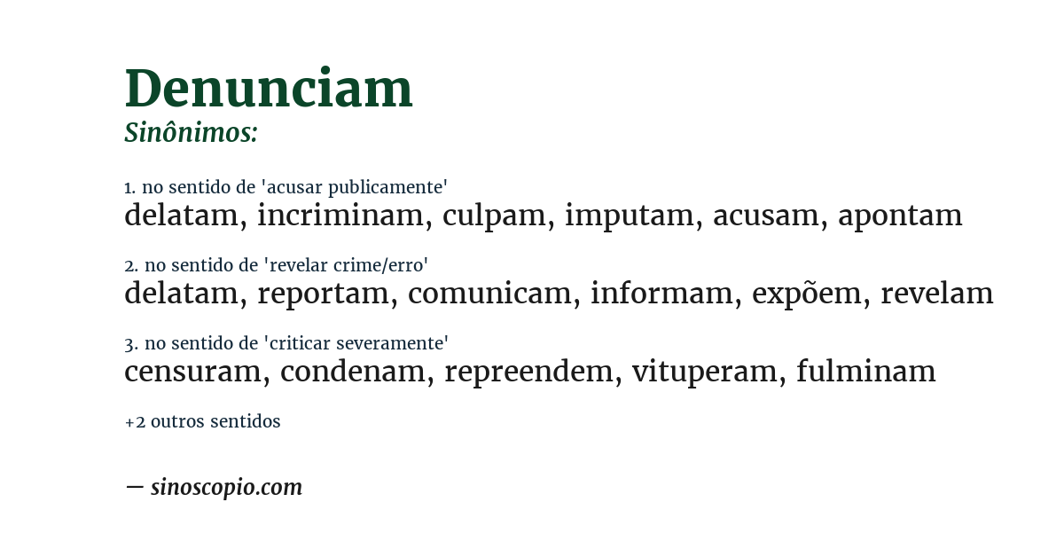 Sinônimo de denunciam