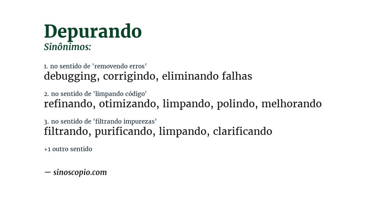 Sinônimo de depurando