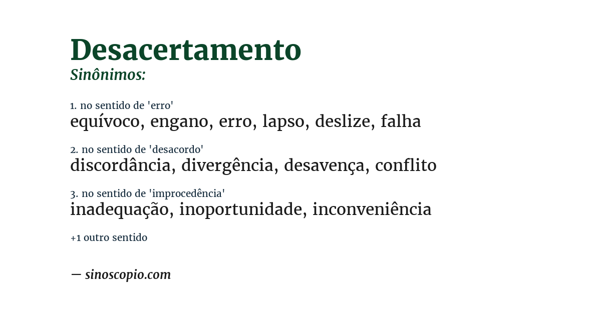 Sinônimo de desacertamento