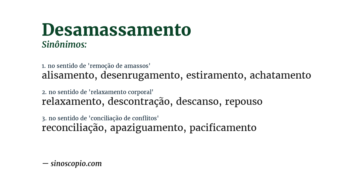 Sinônimo de desamassamento