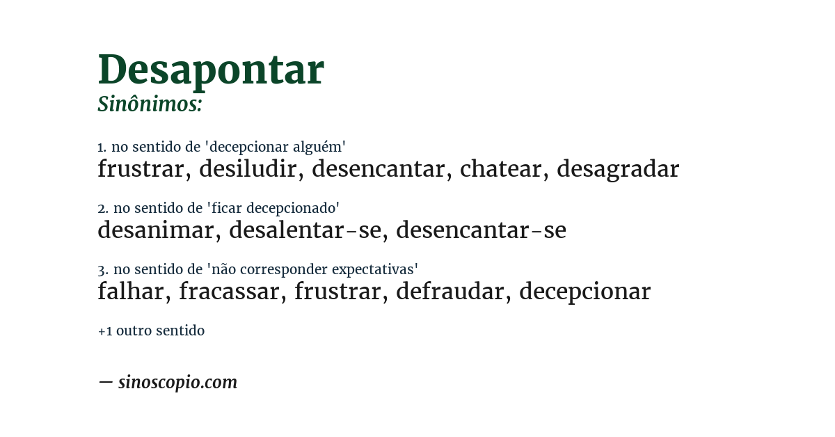 Sinônimo de desapontar