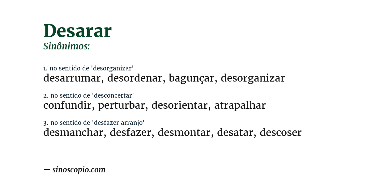 Sinônimo de desarar