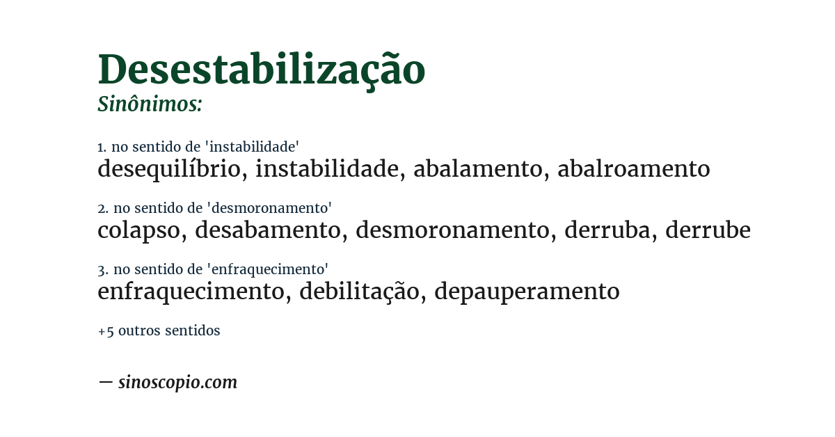 Sinônimo de desestabilização