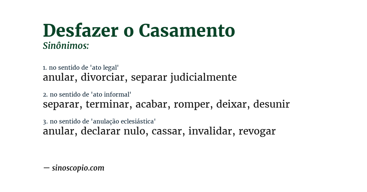 Sinônimo de desfazer o casamento
