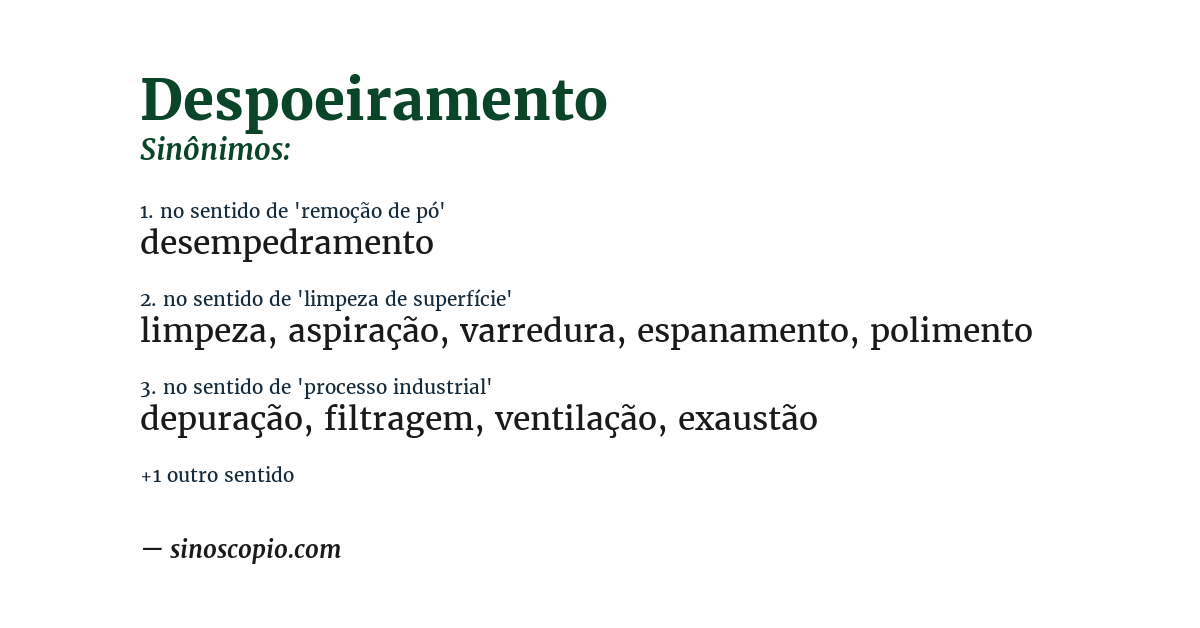 Sinônimo de despoeiramento
