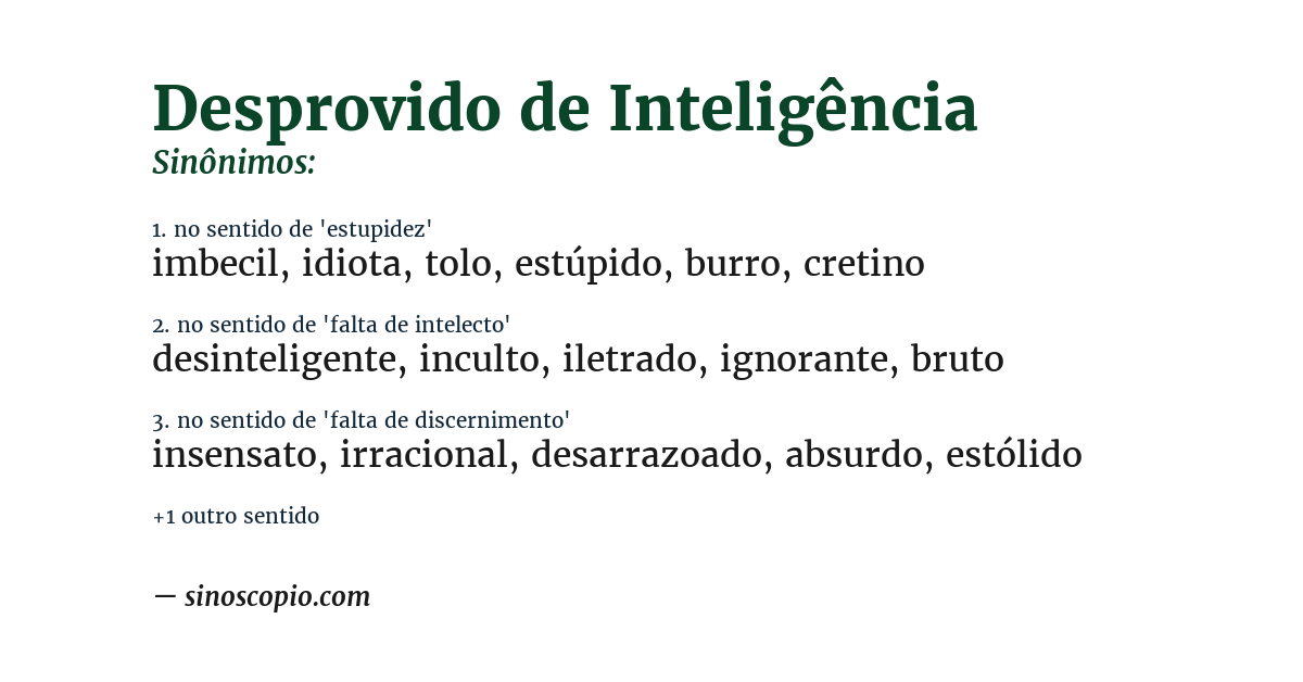 Sinônimo de desprovido de inteligência