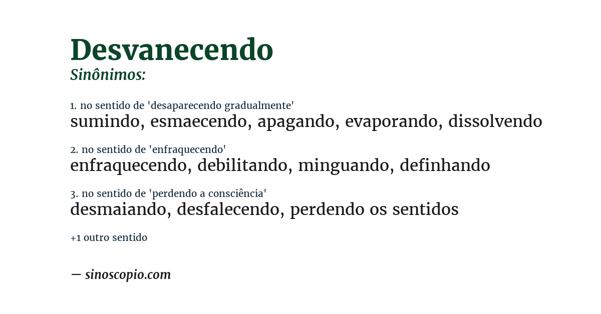 Sinônimo de desvanecendo