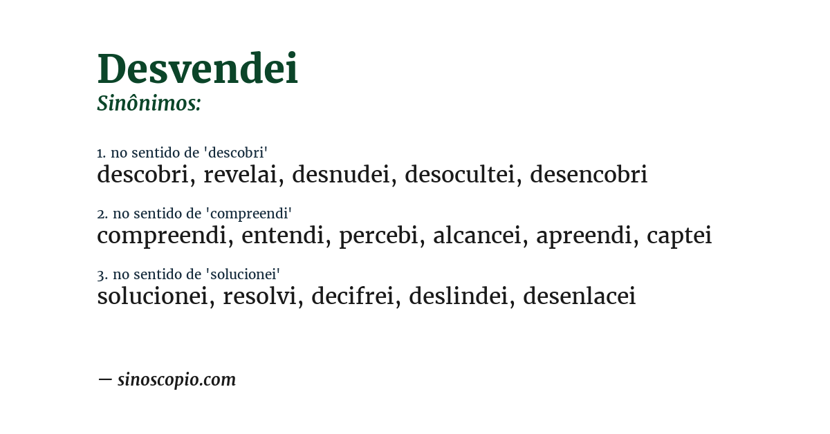 Sinônimo de desvendei