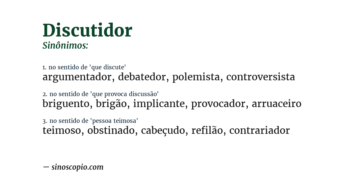 Sinônimo de discutidor