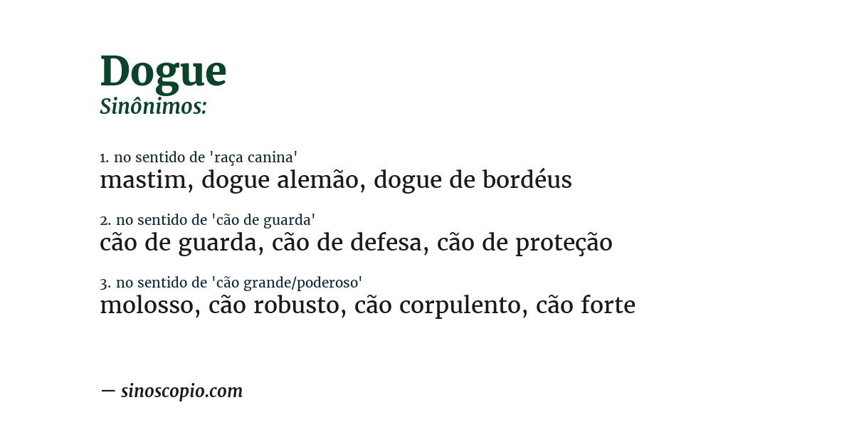 Sinônimo de dogue