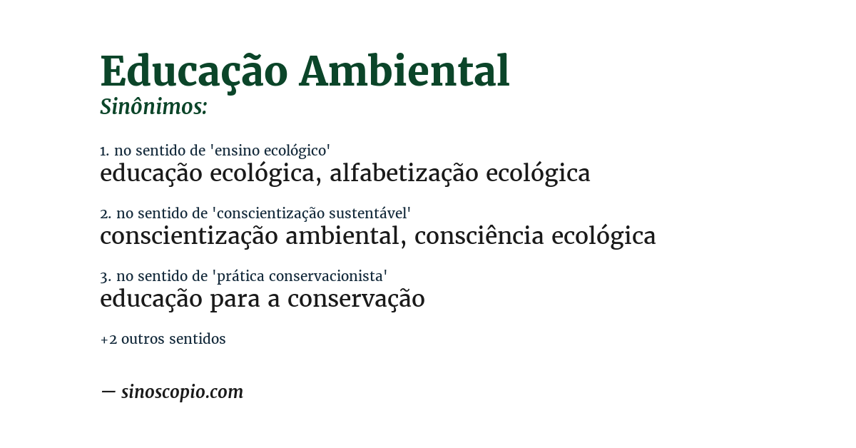 Sinônimo de educação ambiental