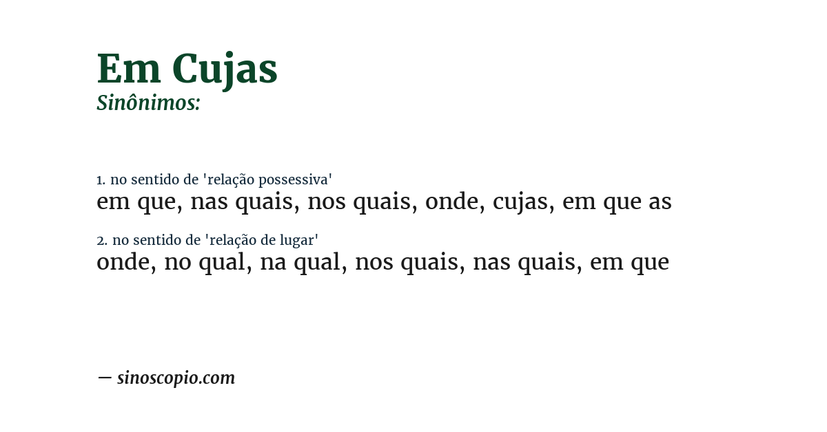 Sinônimo de em cujas