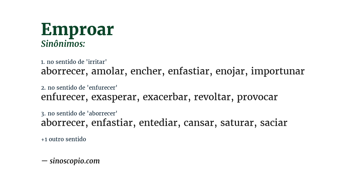 Sinônimo de emproar