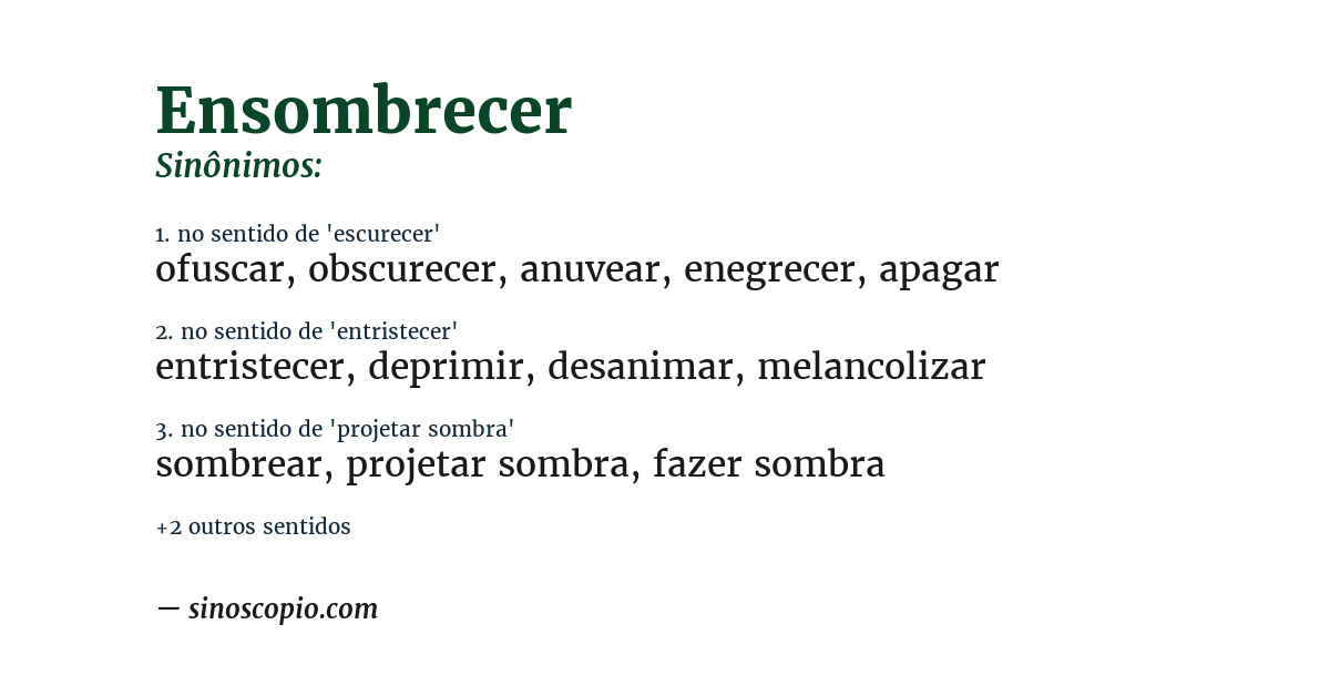 Sinônimo de ensombrecer