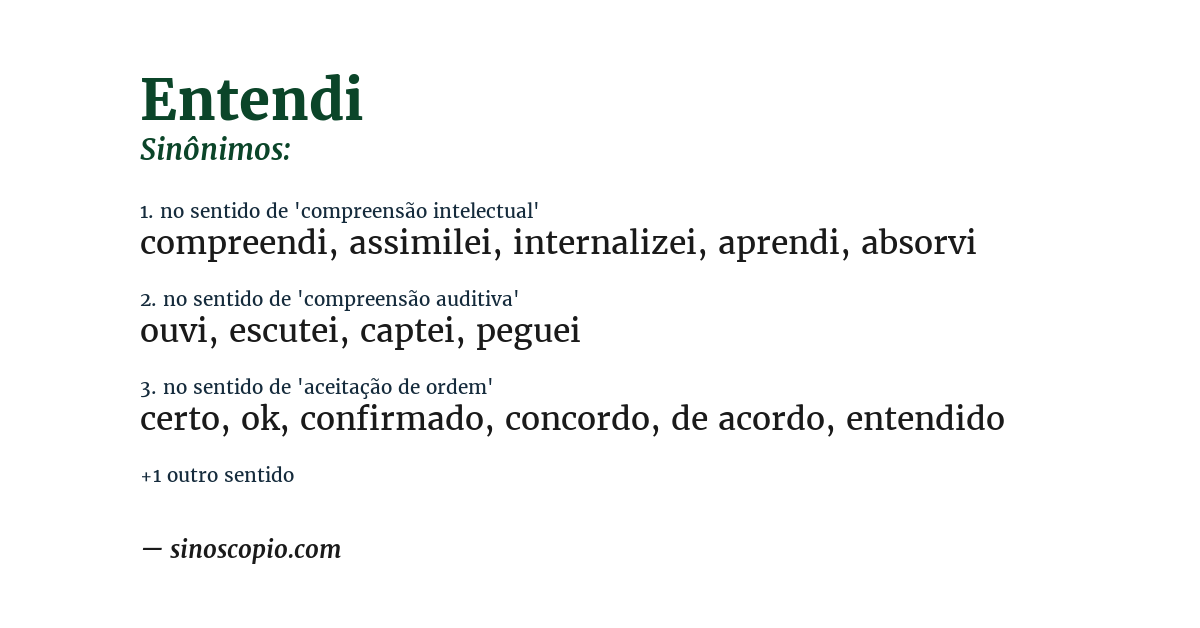 Sinônimo de entendi