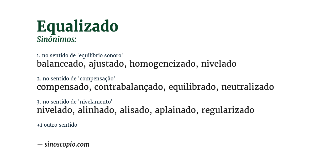 Sinônimo de equalizado