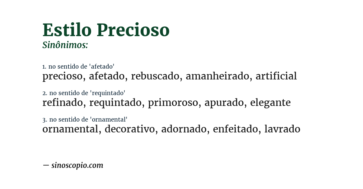 Sinônimo de estilo precioso