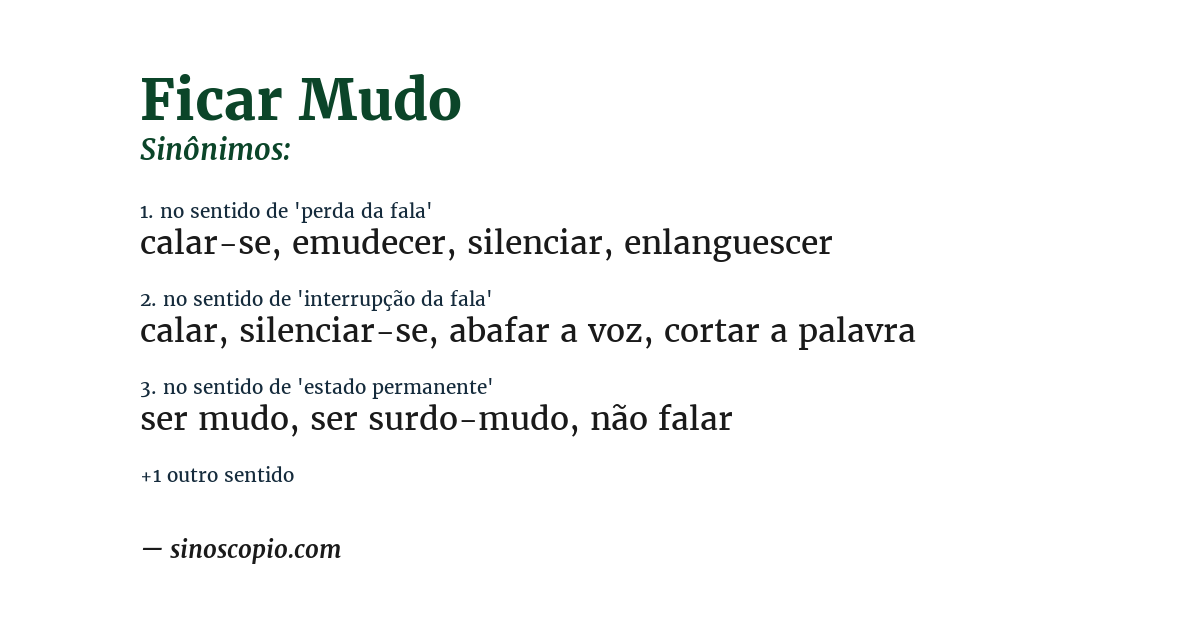Sinônimo de ficar mudo