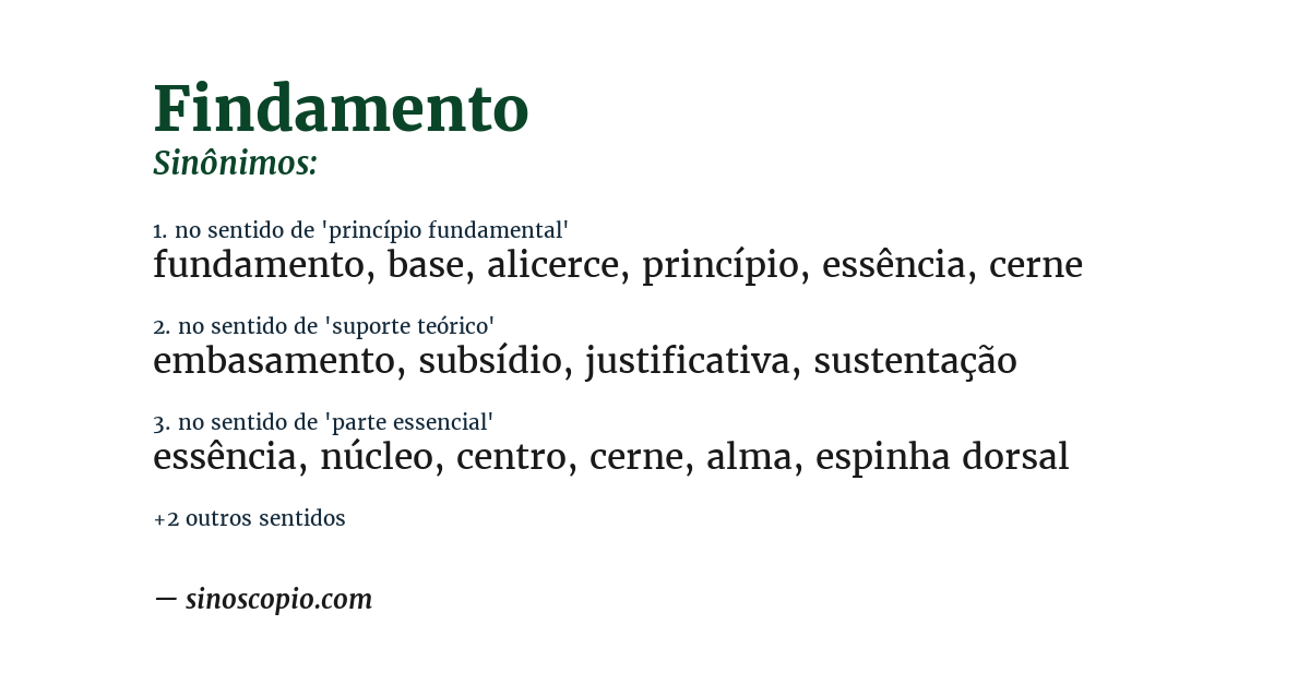 Sinônimo de findamento