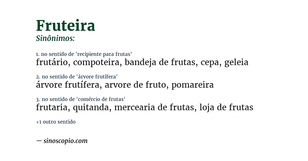 Sinônimo de fruteira