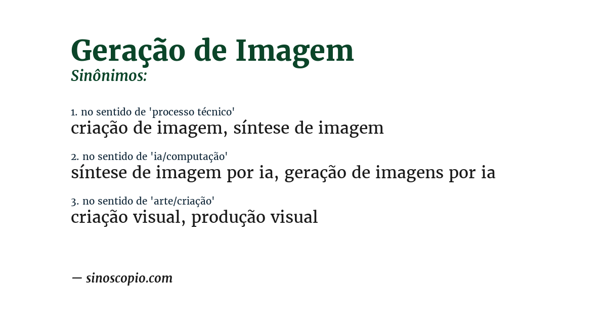 Sinônimo de geração de imagem