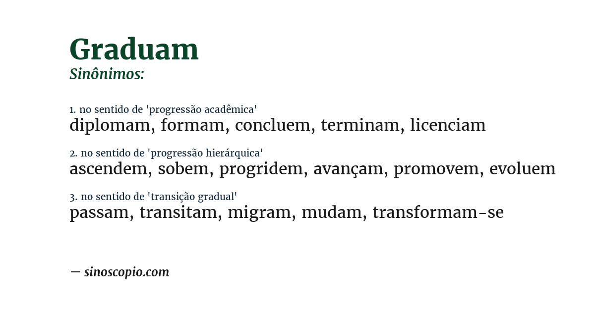 Sinônimo de graduam