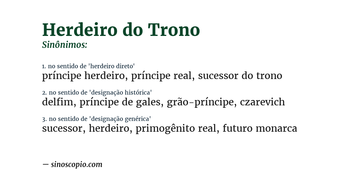 Sinônimo de herdeiro do trono