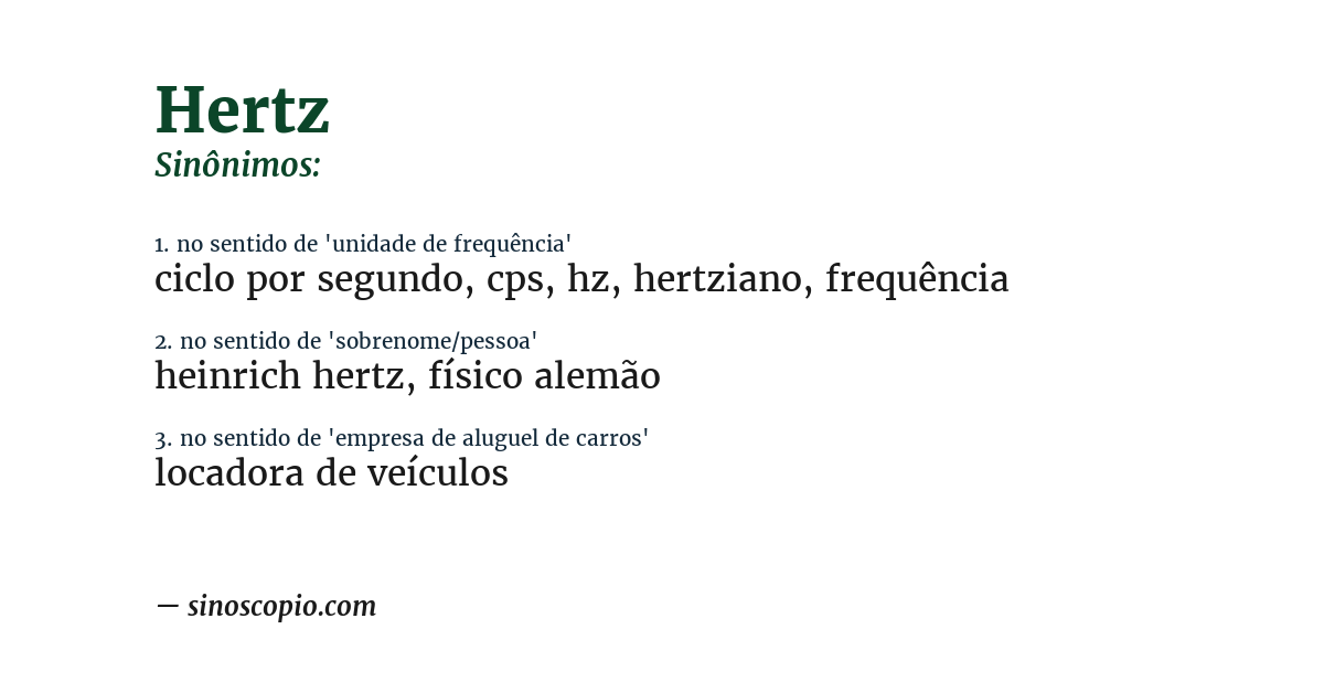 Sinônimo de hertz