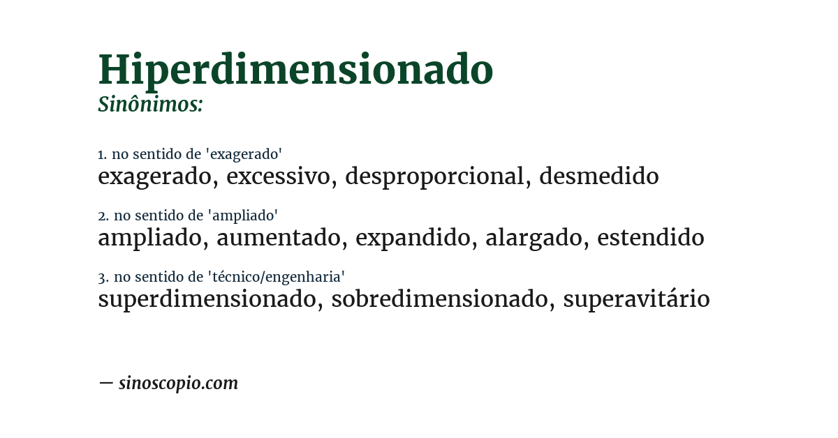 Sinônimo de hiperdimensionado