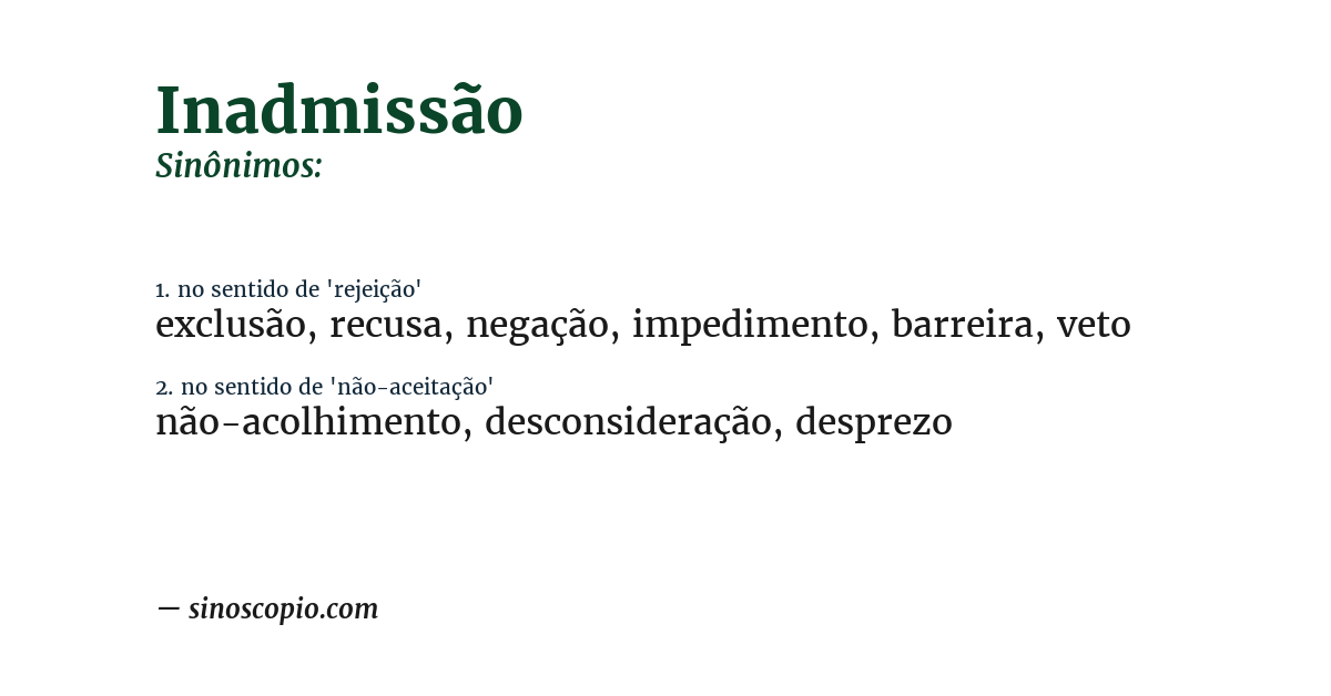 Sinônimo de inadmissão