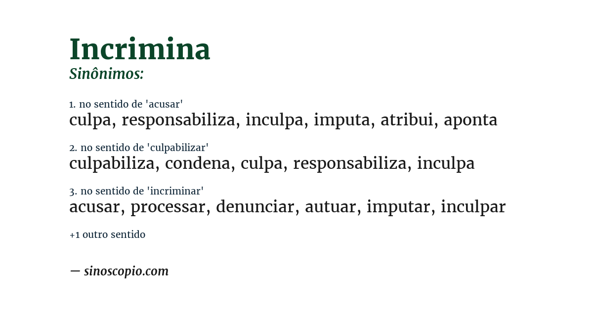 Sinônimo de incrimina