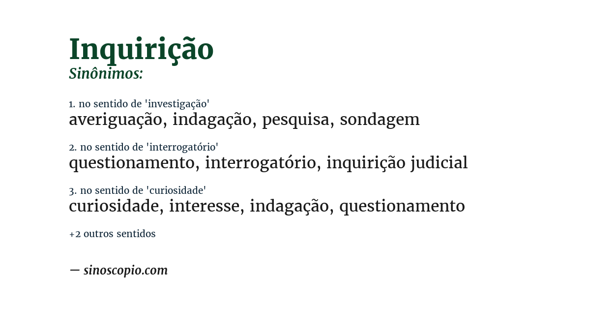 Sinônimo de inquirição
