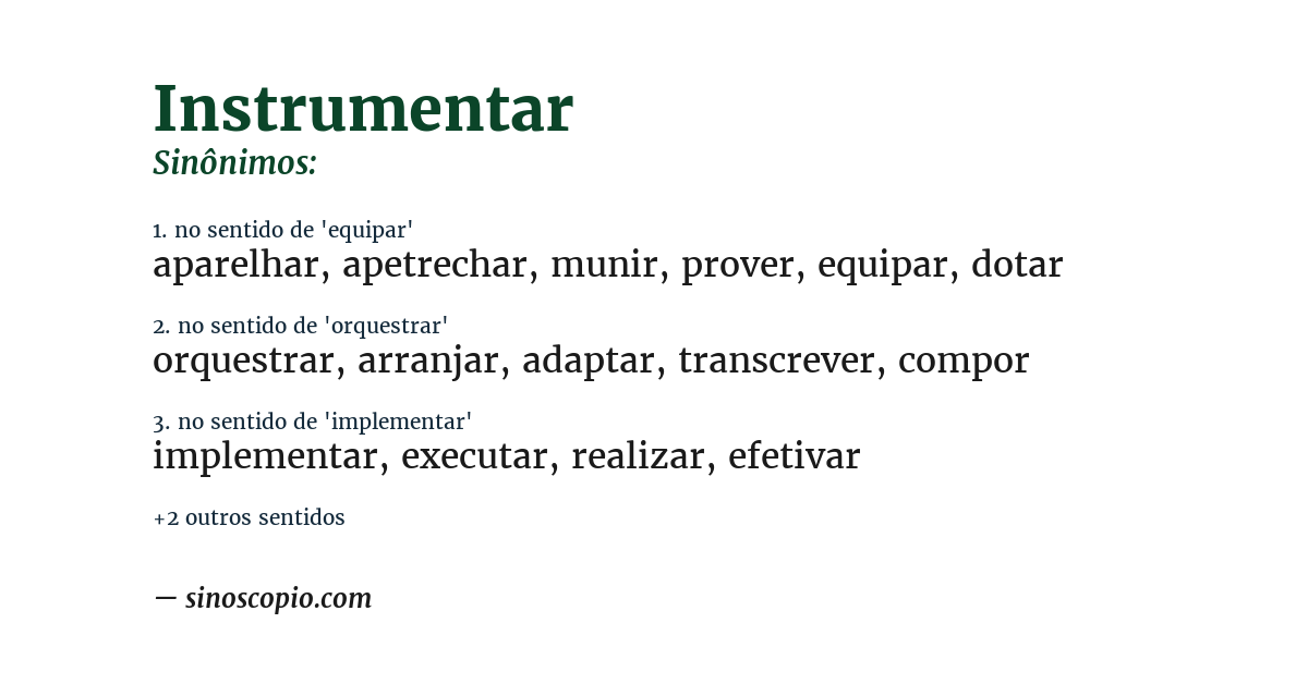 Sinônimo de instrumentar