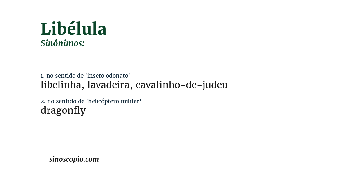 Sinônimo de libélula