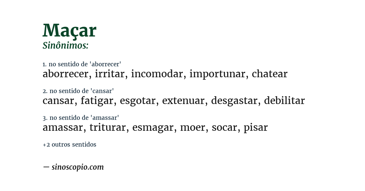 Sinônimo de maçar