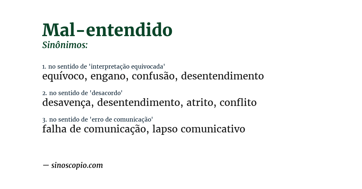 Sinônimo de mal-entendido