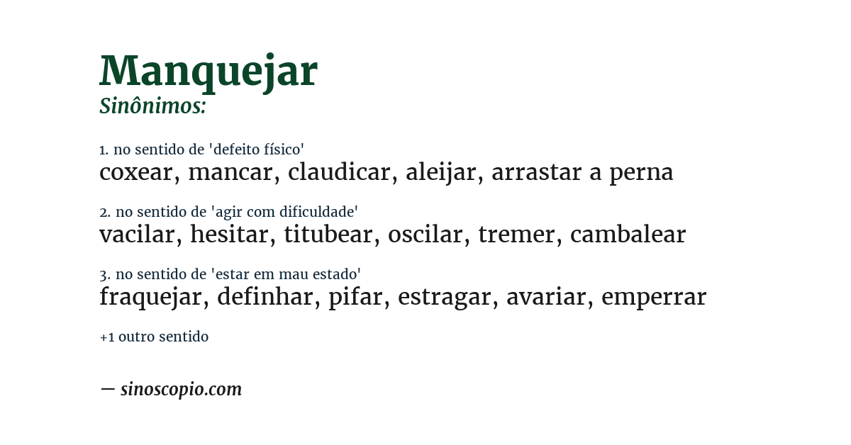 Sinônimo de manquejar
