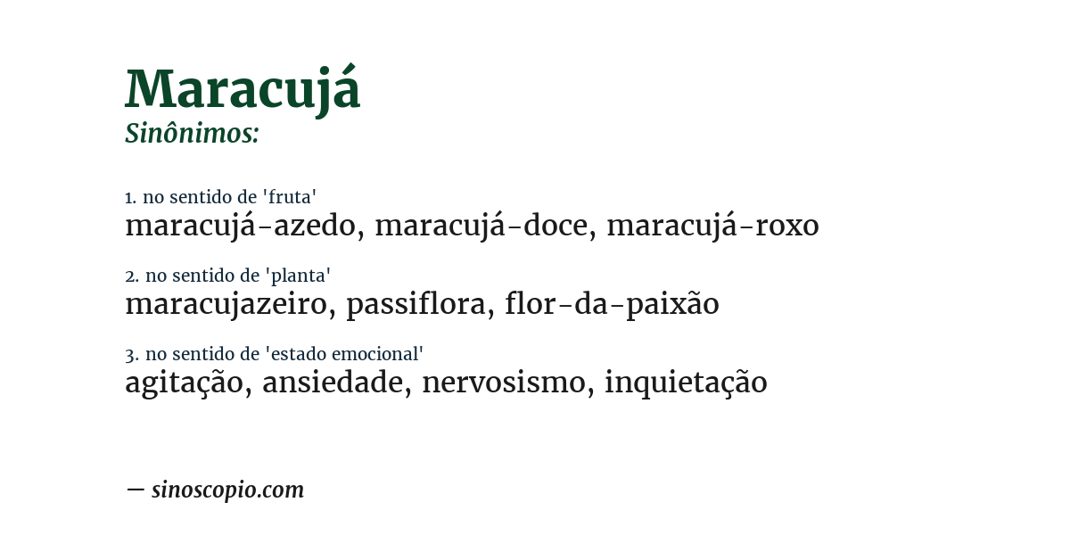 Sinônimo de maracujá