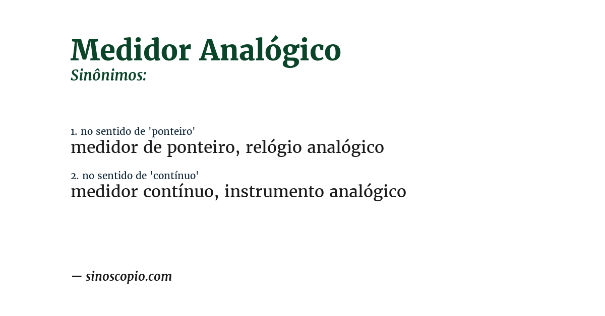 Sinônimo de medidor analógico