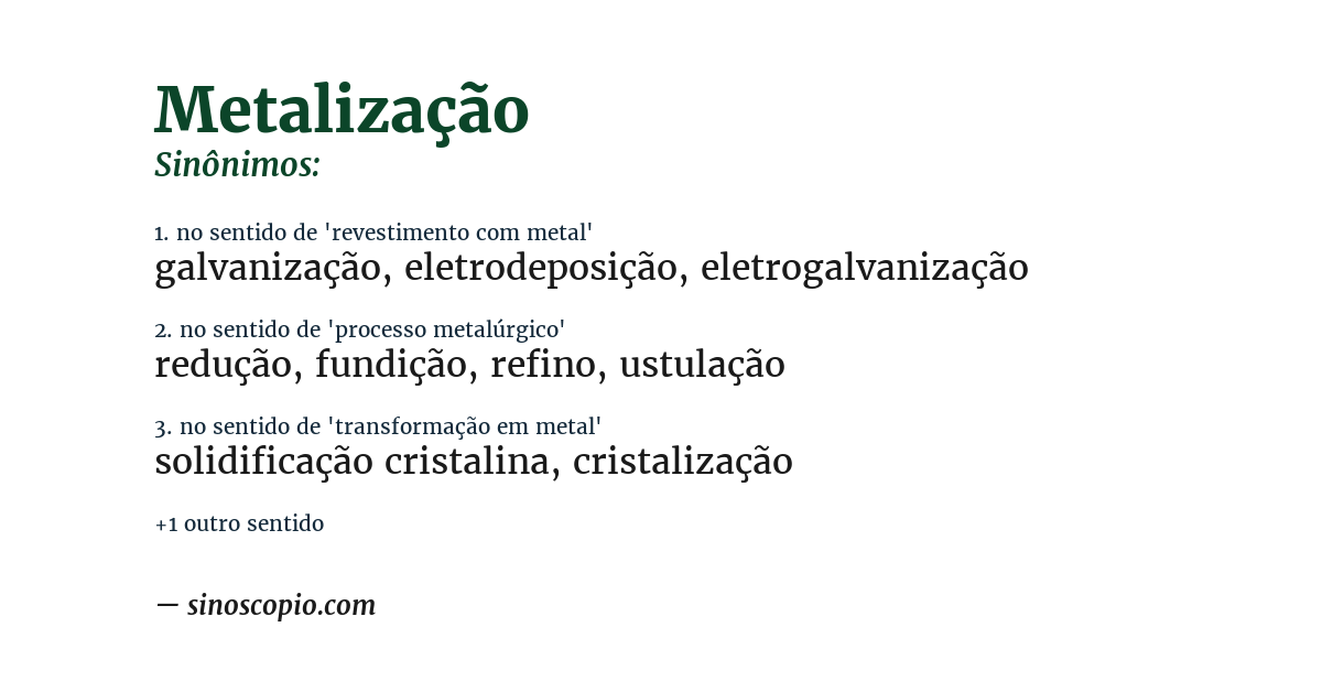 Sinônimo de metalização