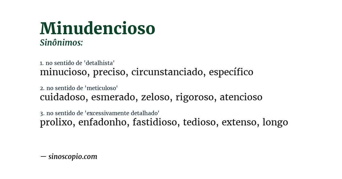 Sinônimo de minudencioso